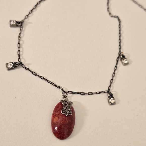 Vintage Jewelry - Vintage red sponge coral 925 pendant necklace Whimsigoth Fairy Western Southwest